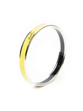 Hermes Enamel Bangle Lime Green Logo Motif Bracelet